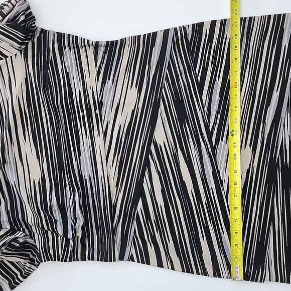 Connected Apparel Tiered Sheath Dress  Beige Black Stripes 1/2 Sleeves Size 16 - Picture 13 of 15